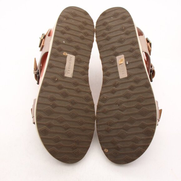 Merrel Roam Women's 10 Buckle Ankle Strap Gray Brown Leather Sandals - Picture 7 of 9